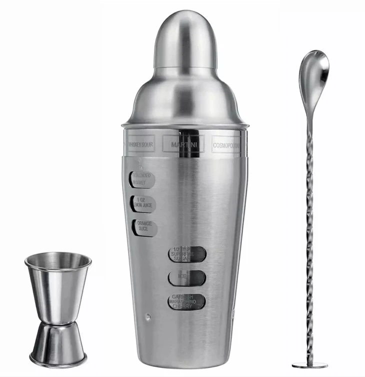 Factory martini shaker with recipes on side made in China